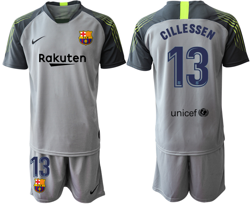 Men 2020-2021 club Barcelona grey goalkeeper #13 Soccer Jerseys